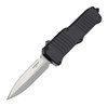 Hogue Mini Incursion OTF 3.10" 154CM Stone Tumbled Double Edge Plain Blade Matte Black Aluminum Handle Knife - 54070