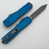 Microtech UTX-70 Gen IV OTF 2.5" M390MK Apocalyptic Double Edge Spartan Blade Blue Aluminum Handle Auto - 12494-10APBL