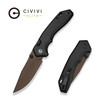 CIVIVI ELITE Brova Top Liner Lock Folding Knife 3.41" CPM-S35VN Dark Brown Blade Black Aluminum - CE25093-2