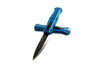 Benchmade Limited Edition Infidel 3300BK-2001 OTF Knife - 3.91" CPM-S30V Black DLC Double Edge Dagger, Blue Aluminum Handles