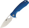 Honey Badger Knives Medium Linerlock Blue Folding Knife - 3.19" 8Cr13MoV Blade, Blue Textured GRN Handle