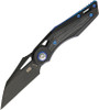 EOS Urchin Friction Folder - 3" Black DLC  Nitro V Blade, Blue Anodized Hardware, Black Titanium Handles