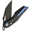 EOS Urchin Friction Folder - 3" Black DLC  Nitro V Blade, Blue Anodized Hardware, Black Titanium Handles