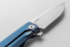 lionSTEEL Myto Framelock Knife Blue Titanium Fiber - 3.25" M390 Blade,  Double Milled Titanium Handles