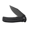 CIVIVI Knives Cogent Flipper Knife - 3.47" 14C28N Black Stonewashed Plain Blade, Button Lock, Black G10 Handles