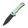 CIVIVI Knives Cogent Flipper Knife - 3.47" 14C28N Black Stonewashed Plain Blade, Button Lock, Natural Jade G10 Handles