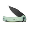 CIVIVI Knives Cogent Flipper Knife - 3.47" 14C28N Black Stonewashed Plain Blade, Button Lock, Natural Jade G10 Handles