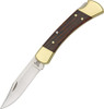 Buck 110 Folding Hunter Knife - 3.75" 420HC Blade, Ebony Wood Handles, Lockback, Leather Sheath - 9210