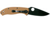 Spyderco Tenacious Folding Knife - 3-3/8" Black Plain Blade, Brown G10 Handles