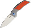 Reate Knives T2500 Flipper Knife - 2.375" M390 Satin Blade, Titanium Handles with Orange G10 Inlay