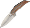 Reate Knives T4000 Flipper Knife - 4" M390 Satin Blade, Titanium Handles with Brown Canvas Micarta Inlay