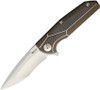 Reate Knives K-4 Flipper - 3.75" M390 Compound Tanto Blade, Bronze Titanium Handles with Carbon Fiber Inlays