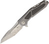 Reate Knives K-3 Flipper - 3.875" Damasteel Compound Tanto Blade, Titanium Handles with Carbon Fiber Inlays