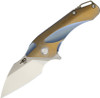 Bestech Knives Goblin Flipper Knife - 2" S35VN Sheepsfoot Blade, Blue and Gold Anodized Titanium Handles