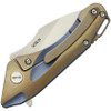 Bestech Knives Goblin Flipper Knife - 2" S35VN Sheepsfoot Blade, Blue and Gold Anodized Titanium Handles