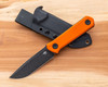 Bestech Knives Hedron Fixed Blade Knife - 3.78" D2 Blackwash Drop Point Blade, Orange G10 Handles, Kydex Sheath