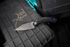 Bastinelli Creations D Vil Mini Dragotac Folding Knife - 2.875" M390 Stonewashed Wharncliffe Blade, 3D Machined Black G10 and Bronze Titanium Handles