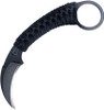 Bastinelli Creations PiKa Karambit Fixed Blade Knife - 1.65" N690Co Black Cerakote Hawkbill, Custom Black Tsukamaki Handle Wrap and Pinky Ring, Kydex Sheath