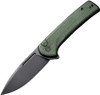 CIVIVI Conspirator Button Lock Flipper Knife - 3.48" Nitro-V Blackwash Drop Point Blade, Dark Green Micarta Handles