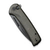 CIVIVI Conspirator Button Lock Flipper Knife - 3.48" Damascus Drop Point Blade, Dark Green Micarta Handles