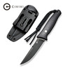 CIVIVI Knives Tamashii Fixed Blade Knife - 4.07" D2 Black Stonewashed Blade, Black G10 Handles, Kydex Sheath