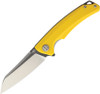 Bestech Knives Texel Flipper Knife - 3.23" D2 Two-Tone Satin/Gray Sheepsfoot Blade, Yellow G10 Handles w/ Gray Backspacer
