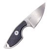 MKM Knives Mikro 1 Fixed Blade Neck Knife - 1.97" M390 Stonewashed Drop Point Blade, Carbon Fiber Handles, Leather Sheath