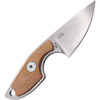 MKM Knives Mikro 1 Fixed Blade Neck Knife - 1.97" M390 Stonewashed Drop Point Blade, Natural Canvas Micarta Handles, Leather Sheath