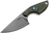 MKM Knives Mikro 1 Fixed Blade Neck Knife - 1.97" M390 Stonewashed Drop Point Blade, Green Canvas Micarta Handles, Leather Sheath