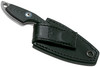 MKM Knives Mikro 2 Fixed Blade Neck Knife - 1.97" M390 Stonewashed Sheepsfoot Blade, Black G10 Handles, Leather Sheath