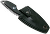 MKM Knives Mikro 2 Fixed Blade Neck Knife - 1.97" M390 Stonewashed Sheepsfoot Blade, Black G10 Handles, Leather Sheath