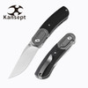 Kansept Knives Reverie Front Flipper - 2.92" CPM-S35VN Clip Point Blade, Black G10 Handles and Titanium Bolsters