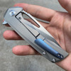 Kansept Knives Kryo Flipper Knife 3.58" - S35VN Satin Drop Point Blade, Stonewashed Titanium Handles
