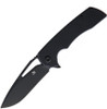 Kansept Knives Kryo Flipper Knife - 3.58" D2 Black Drop Point Blade, Black G10 Handles