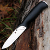 Spyderco Zoomer Fixed Blade - 5.2" CPM-20CV Satin Plain Blade, Black G10 Handles, Leather Sheath