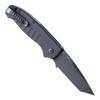 Hogue Ballista I AUTO Folding Knife - 3.5" 154CM Black Tanto Partially Serrated Blade, Matte Black Aluminum Handles