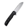 Civivi Chevalier Button Lock Folding Knife - 3.46" 14C28N Stonewashed Sheepsfoot Blade, Black G10 Handles