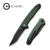 CIVIVI Knives Mini Sandbar Flipper Knife - 2.95" Nitro-V Black Stonewash Recurve Blade, Green Micarta Handles