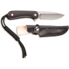 CIVIVI Elementum Fixed Blade Knife - 3.98" 10Cr15CoMoV Satin Blade, Contoured Black G10 Handles, Leather Sheath