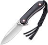 CIVIVI Elementum Fixed Blade Knife - 3.98" 10Cr15CoMoV Satin Blade, Contoured Black G10 Handles, Leather Sheath