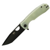 Honey Badger Knives HB1287 Tanto Flipper Medium - Black DLC D2 Blade, Jade Handles, Numbered, Limited Edition