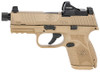 FN 66100801 509 Compact Tactical 9mm Luger Caliber with 4.32" Threaded Barrel, 10+1 Capacity, Overall Flat Dark Earth Finish, Picatinny Rail Frame, Serrated/Optic Cut Slide, Interchangeable Backstrap Grip & Night Sights Includes Viper Red Dot