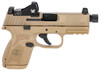 FN 66100801 509 Compact Tactical 9mm Luger Caliber with 4.32" Threaded Barrel, 10+1 Capacity, Overall Flat Dark Earth Finish, Picatinny Rail Frame, Serrated/Optic Cut Slide, Interchangeable Backstrap Grip & Night Sights Includes Viper Red Dot
