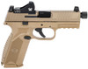 FN 66100847 509 Tactical 9mm Luger Caliber with 4.50" Threaded Barrel, 10+1 Capacity, Flat Dark Earth Finish, Picatinny Rail Frame, Serrated/Optic Cut Slide, Interchangeable Backstrap Grip, Night Sights & No Manual Safety Includes Viper Red Dot