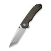 CIVIVI Knives Brazen Flipper Knife - 3.46" D2 Bead Blasted Tanto Blade, Coarse Green Micarta Handles