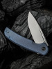 We Knife Beacon Flipper Knife - 3.48" CPM-20CV Bead Blasted Drop Point Blade, Blue Titanium Handles