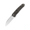 QSP Knives Otter Flipper Knife - 2.70" CPM-S35VN Satin Modified Sheepsfoot Blade, Copper Foil Carbon Fiber Handles