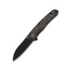 QSP Knives Otter Flipper Knife - 2.70" CPM-S35VN Black Stonewash Modified Sheepsfoot Blade, Copper Foil Carbon Fiber Handles