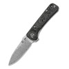 QSP Knives Hawk Flipper Knife - 3.25" Laminated Damascus Drop Point Blade, Aluminum Foil Carbon Fiber Handles