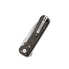 QSP Knives Hawk Flipper Knife - 3.25" Laminated Damascus Drop Point Blade, Copper Foil Carbon Fiber Handles